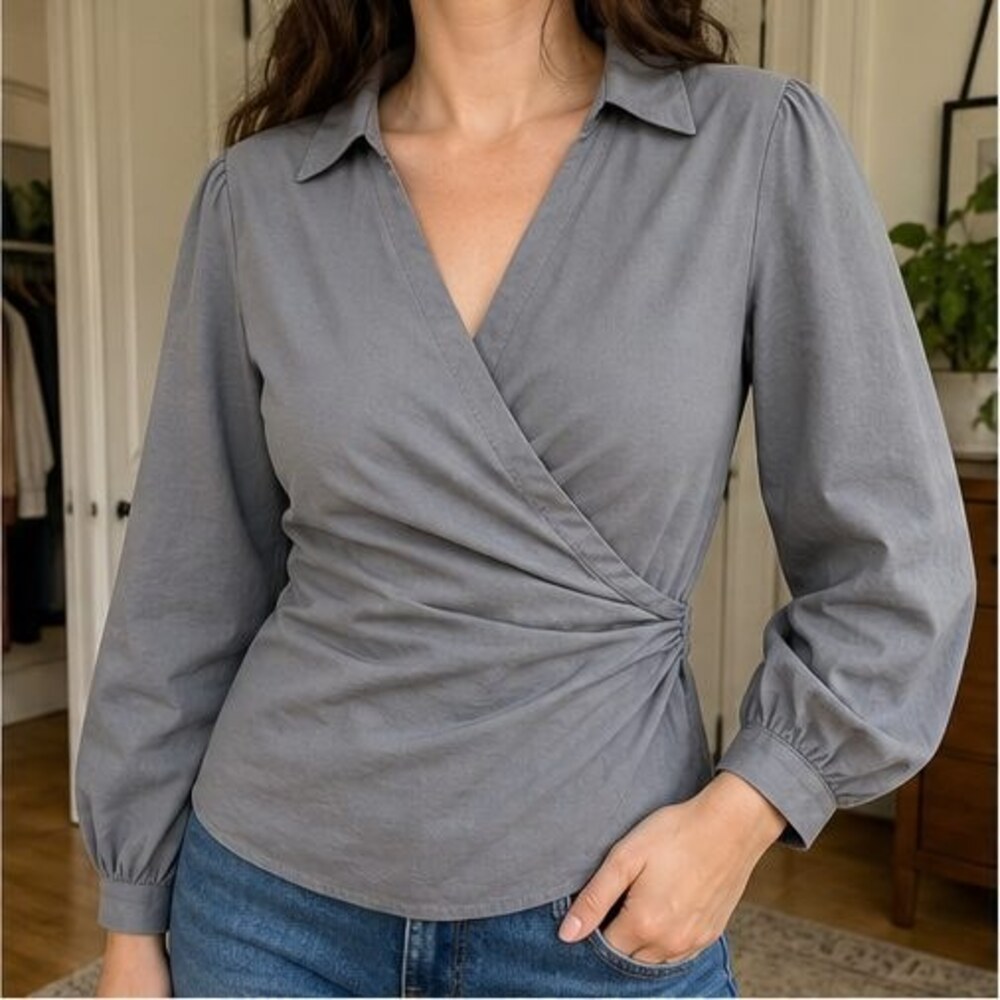 Gray Ruffle Blouse - Picture 2 of 6
